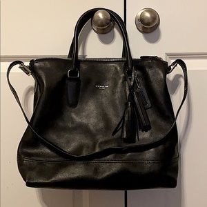 Black leather Coach purse.